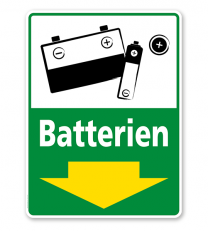 Schild Recycling Batterien mit Pfeil - WH