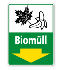 Schild Recycling Biomüll mit Pfeil - WH