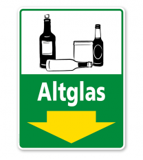 Schild Recycling Altglas mit Pfeil - WH