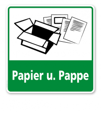 Schild Recycling Papier und Pappe - WH