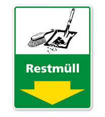 Schild Recycling Restmüll mit Pfeil - WH