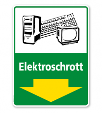 Schild Recycling Elektroschrott mit Pfeil - WH
