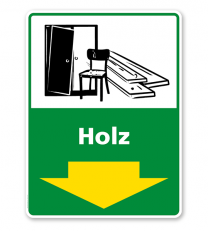 Schild Recycling Holz mit Pfeil - WH
