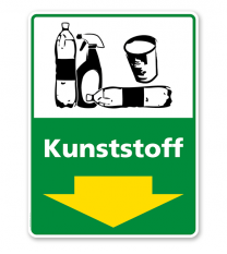 Schild Recycling Kunststoff mit Pfeil - WH
