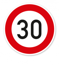 Zulässige Höchstgeschwindigkeit 30 km/h - Verkehrsschild VZ 274-53