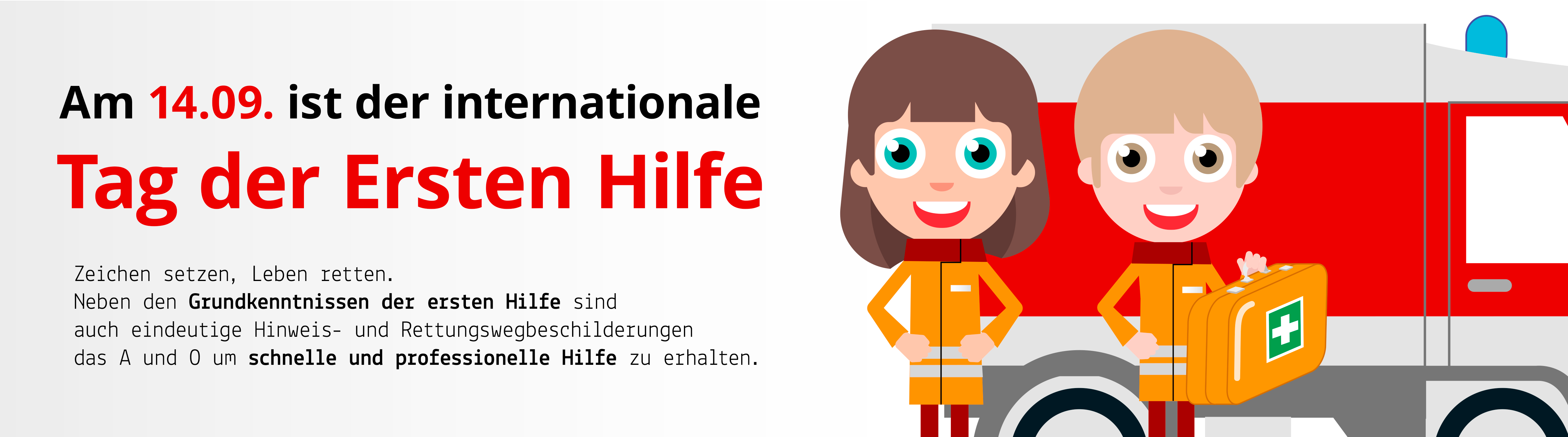 Sanitäter vor einem Krankenwagen.