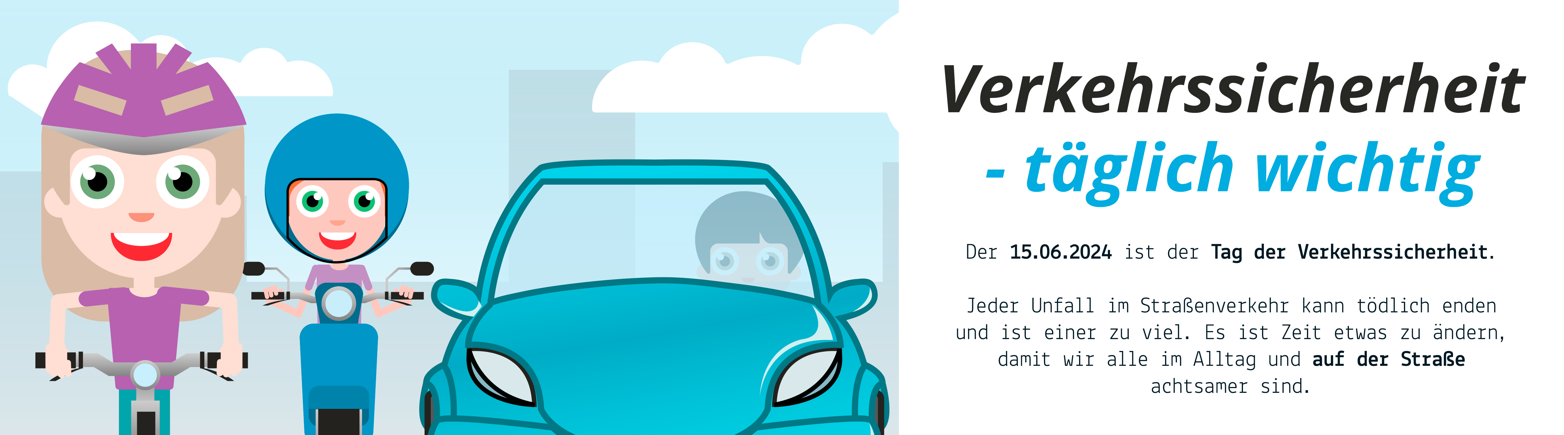 Personen nehmen am Straßenverkehr teil.